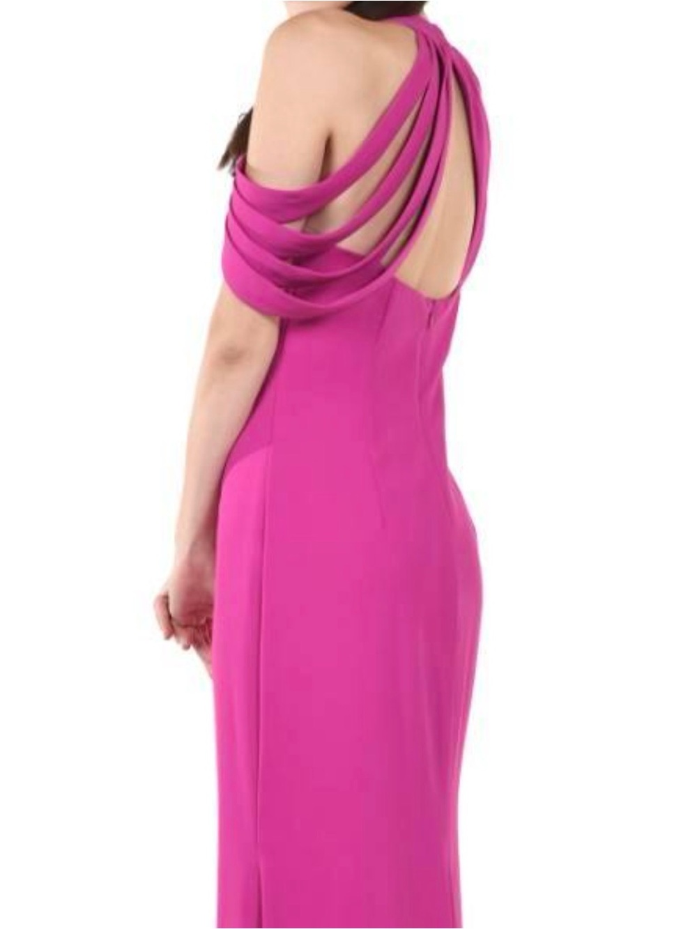 Badgley Mischka Fuchsia Halter Maxi Gown